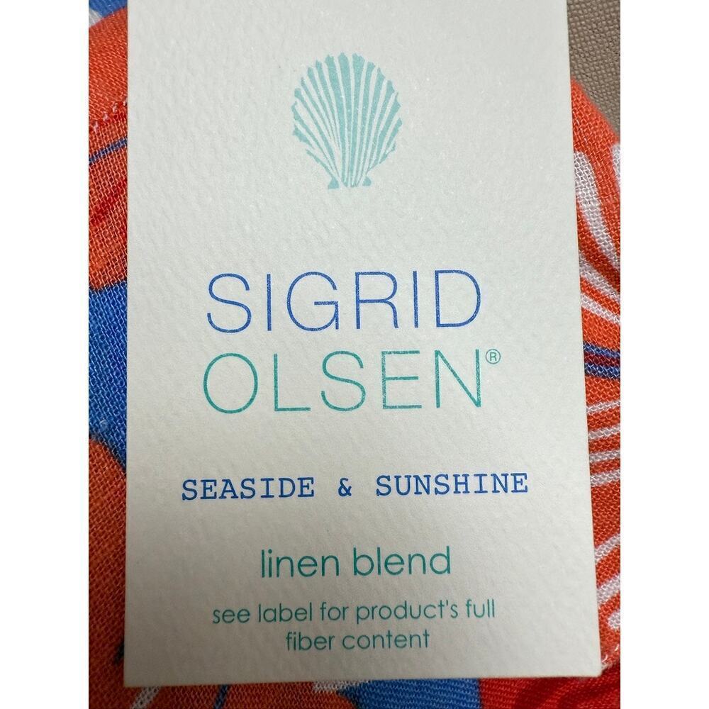 NWT Sigrid Olsen Linen Blend Floral Maxi Dress S Coastal Resort Vacation Style - Picture 3 of 5